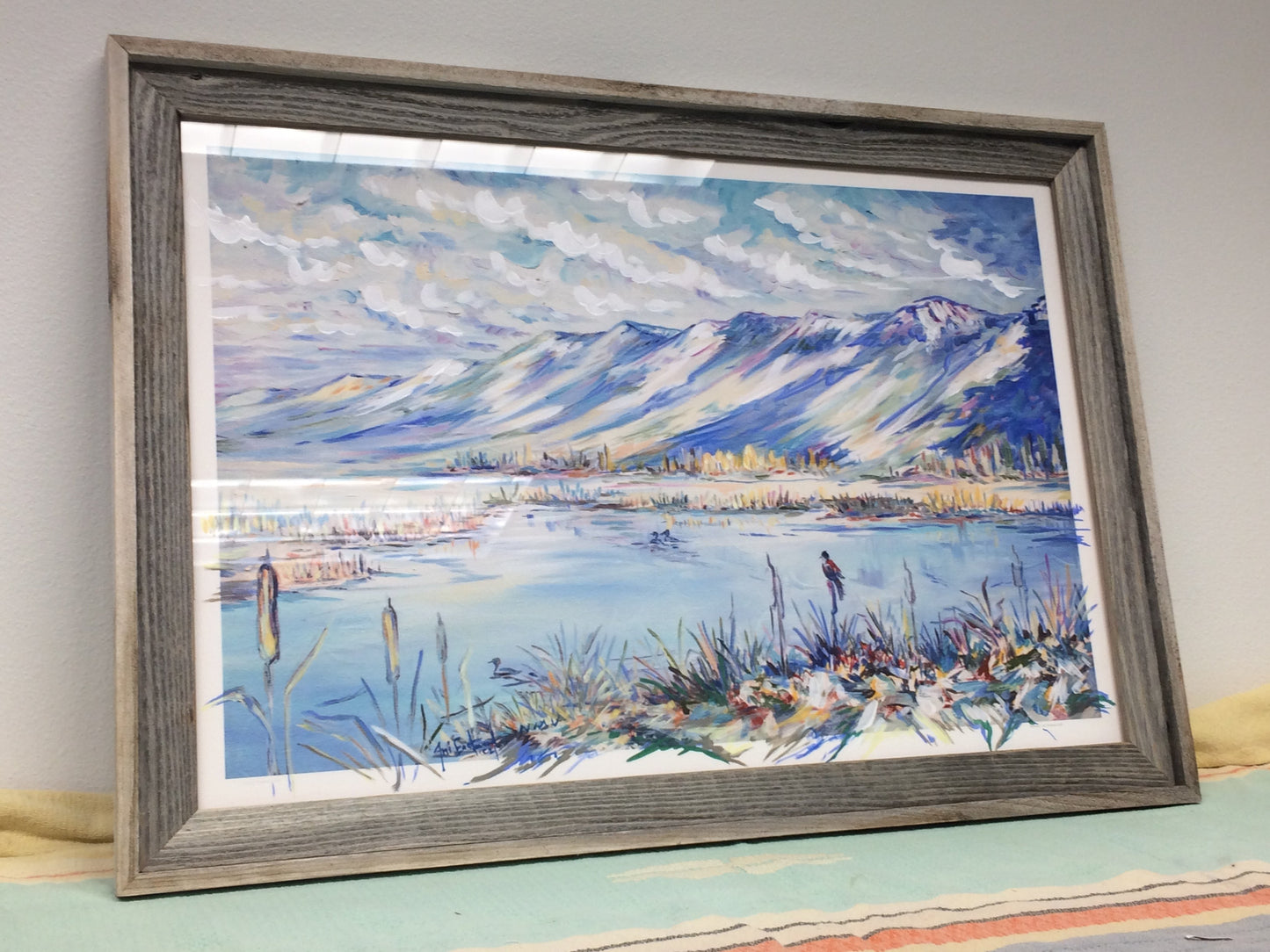 "Redwing" 20"x30" Handpainted Giclee, Framed in Authentic Barnwood