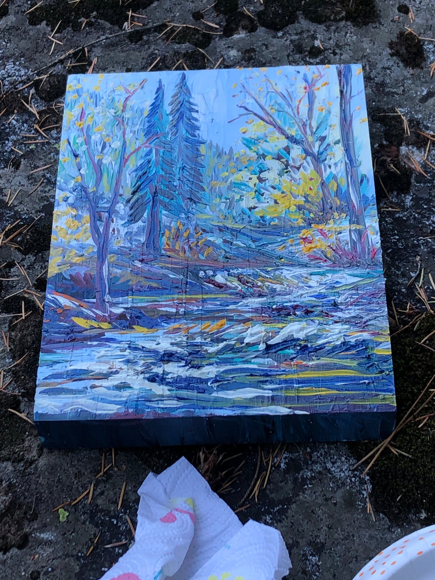 "Kooteni in the fall" Thick Original Plein Air Oil on birch frame