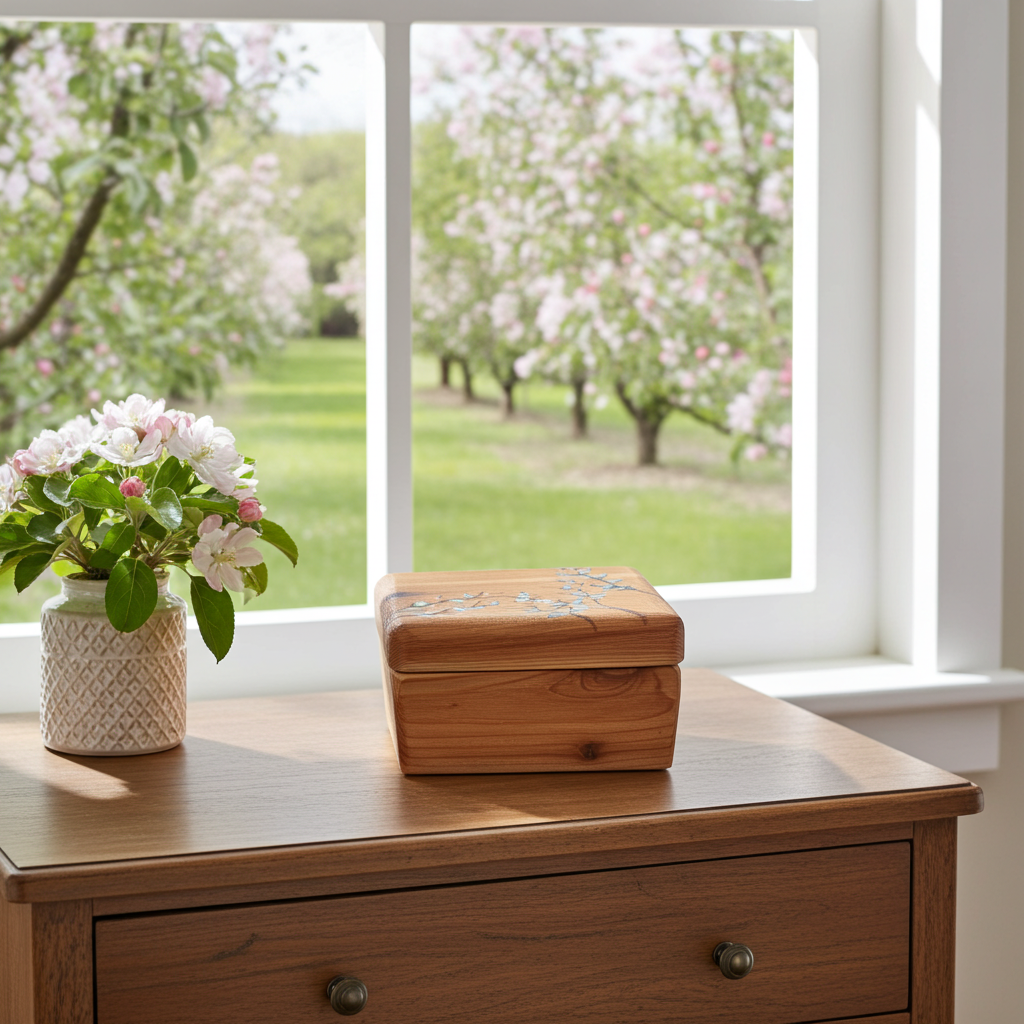 Handmade Cedar Jewelry Box, Spring Branches, Ani Eastwood