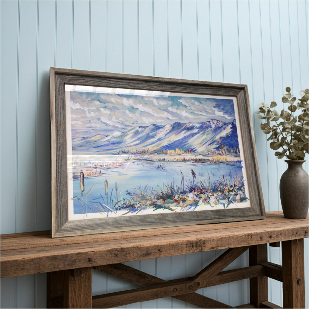 "Redwing" 20"x30" Handpainted Giclee,  Framed in Authentic Barnwood