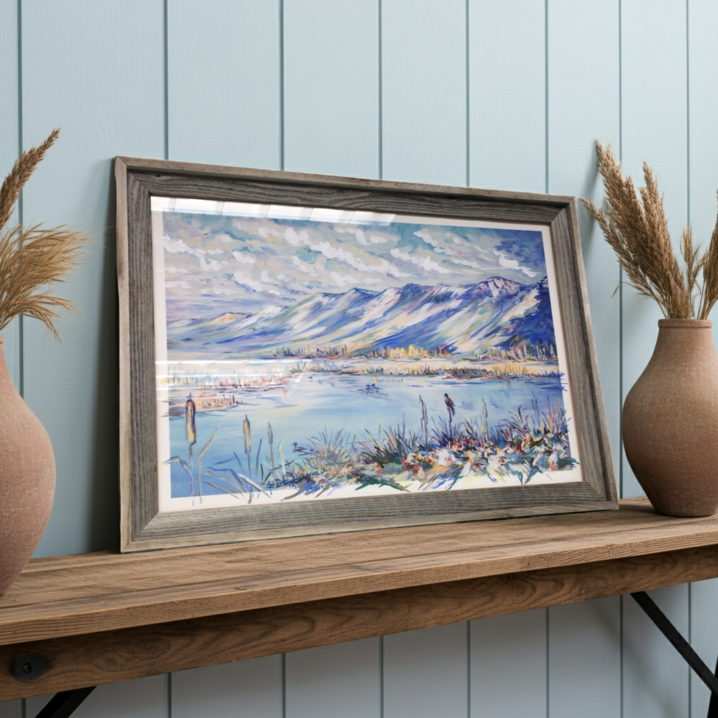 "Redwing" 20"x30" Handpainted Giclee,  Framed in Authentic Barnwood