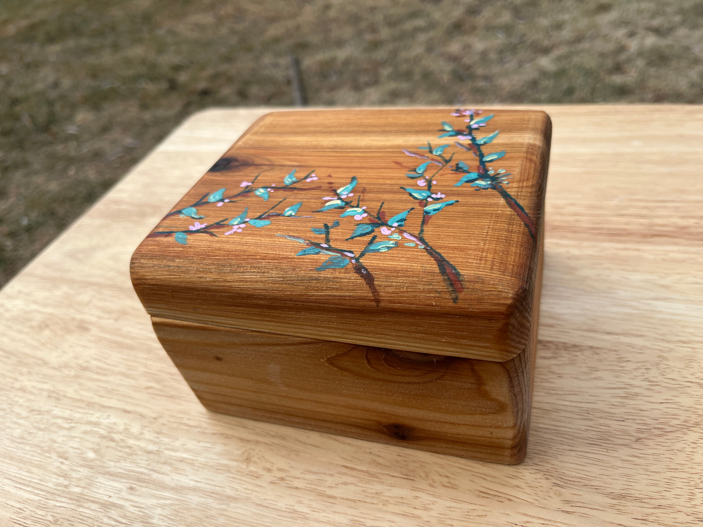 Handmade Cedar Jewelry Box, Spring Branches, Ani Eastwood