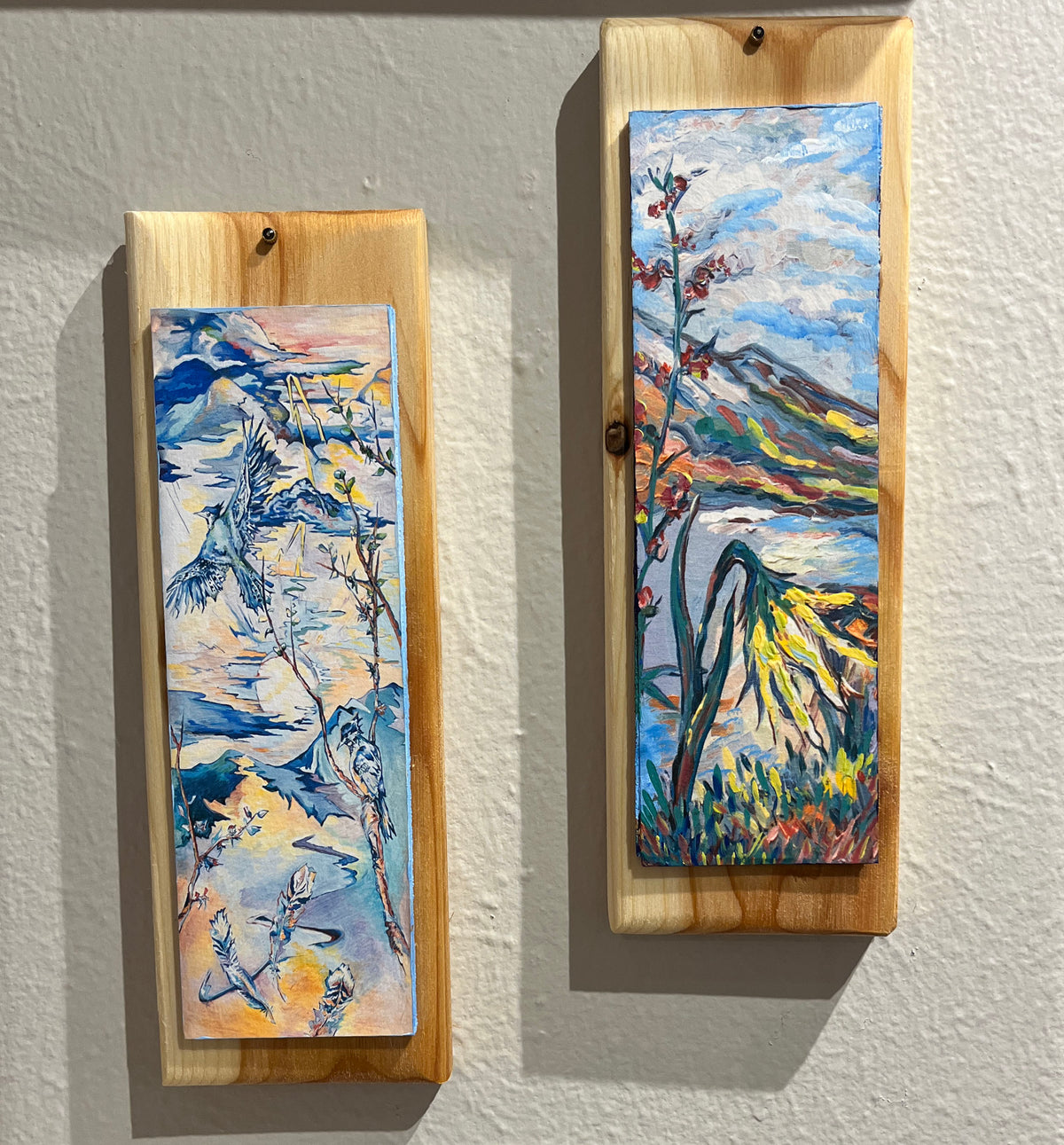 Special Small Handpainted Paper Giclees Mounted on Pine