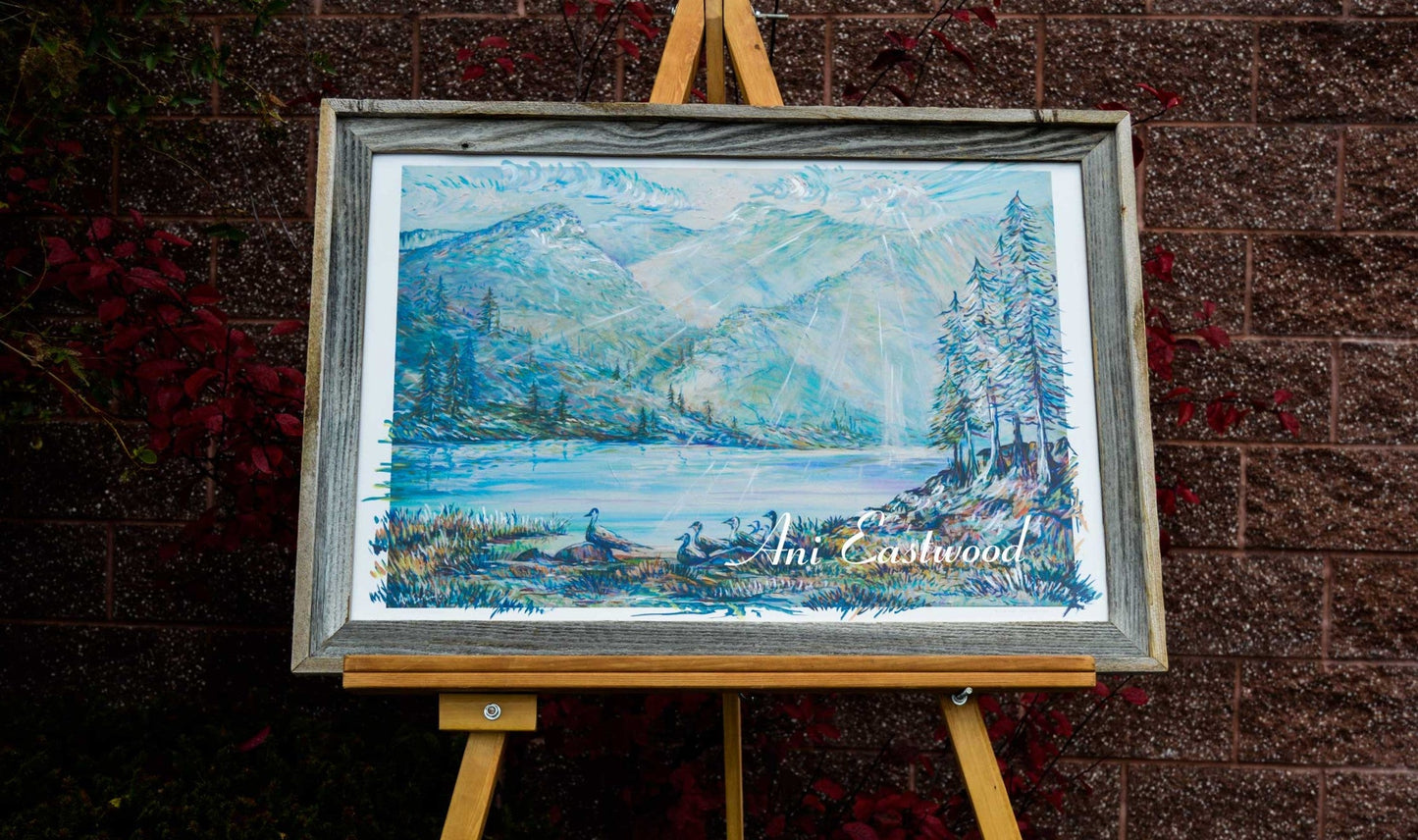 "After the Rain" 20"x30" Handpainted Giclee,  Framed in Authentic Barnwood